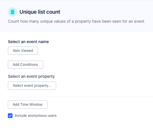 The unique list count builder